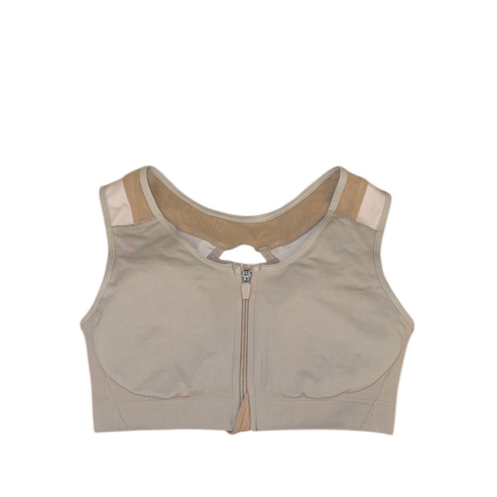 Alignmed Beige Zipper Posture Padded Sports Bra Medium